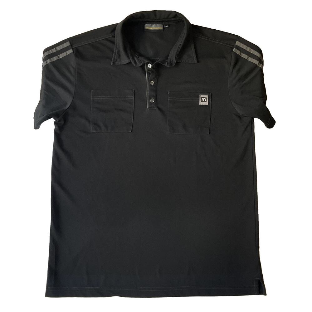 Apparel Collection Men Polo M-R Black Button Short Sleeve